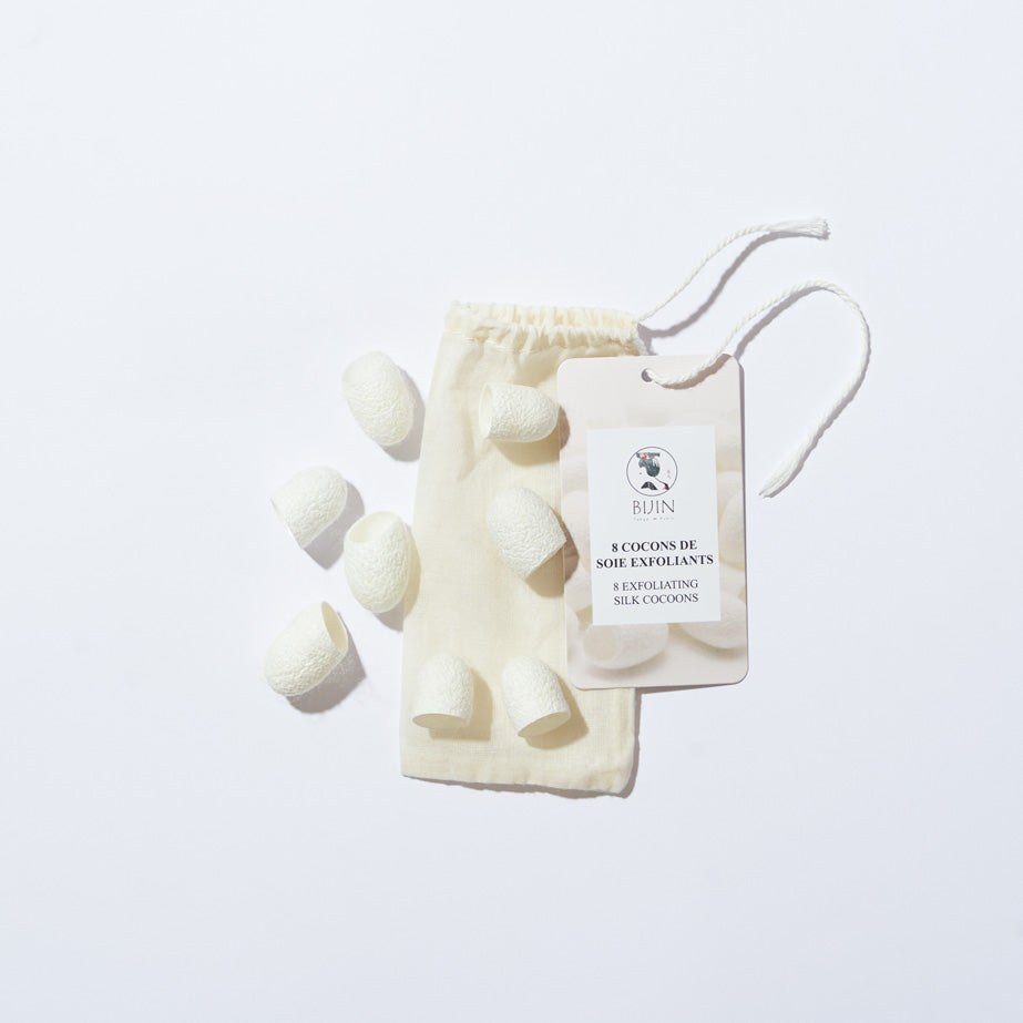 Sachet de 8 cocons de soie japonais exfoliants visage et corps