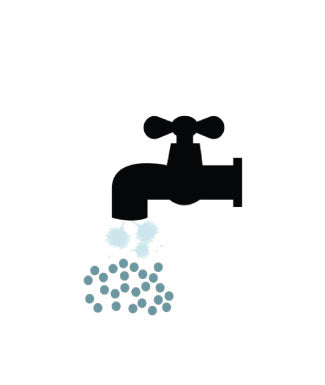 illustration dessin robinet noir avec eau qui coule
