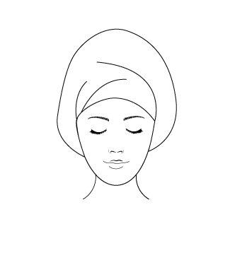 illustration dessin visage femme avec serviette dans les cheveux