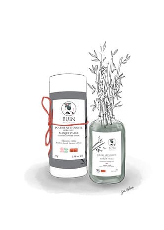 illustration packaging poudre nettoyante au charbon takesumi bijin