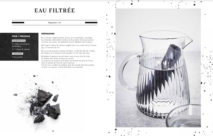 eau filtrée recette du livre charbon actif