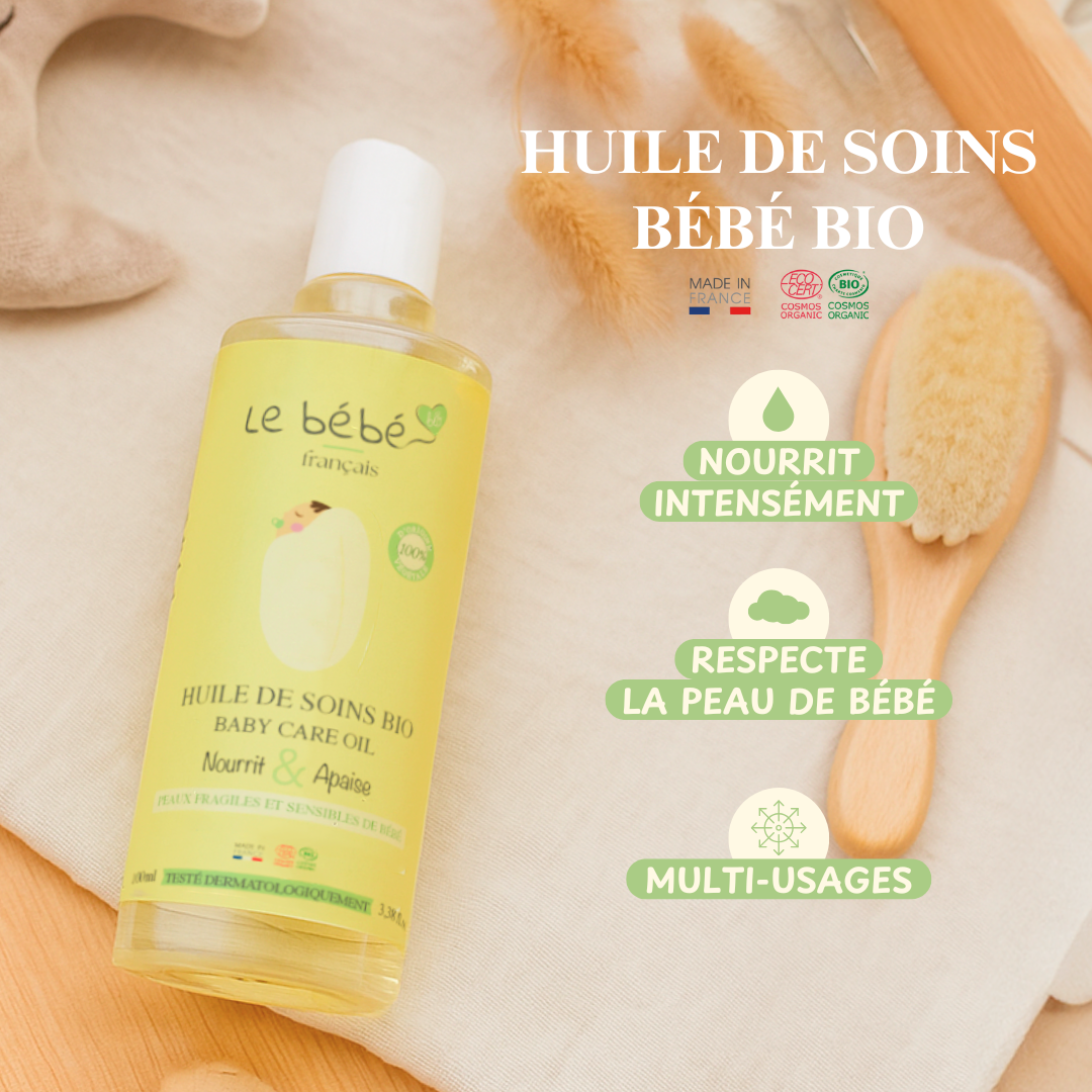 Huile de soins bébé bio nourrissante et apaisante