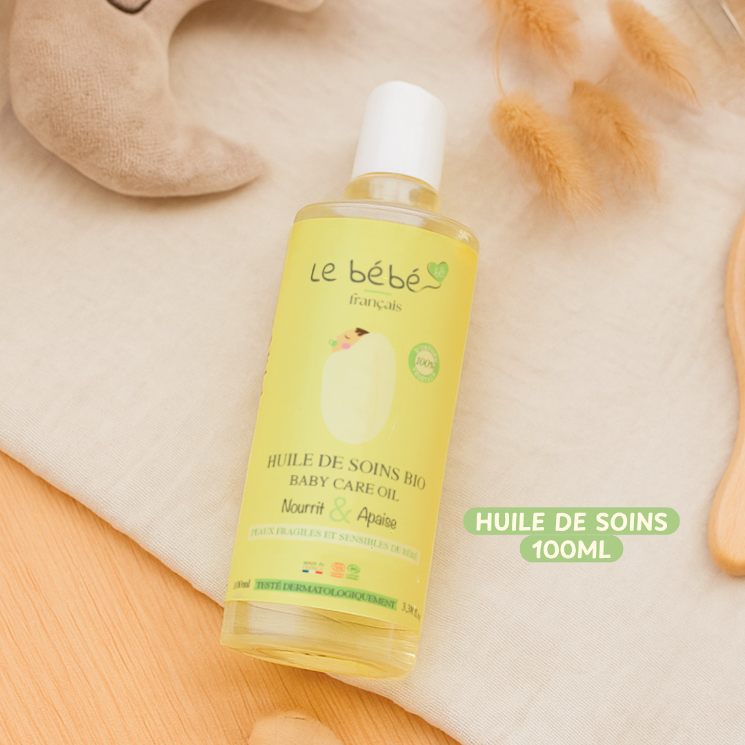 huile de soins bébé bio multifonctions : massage, nourrit et apaise