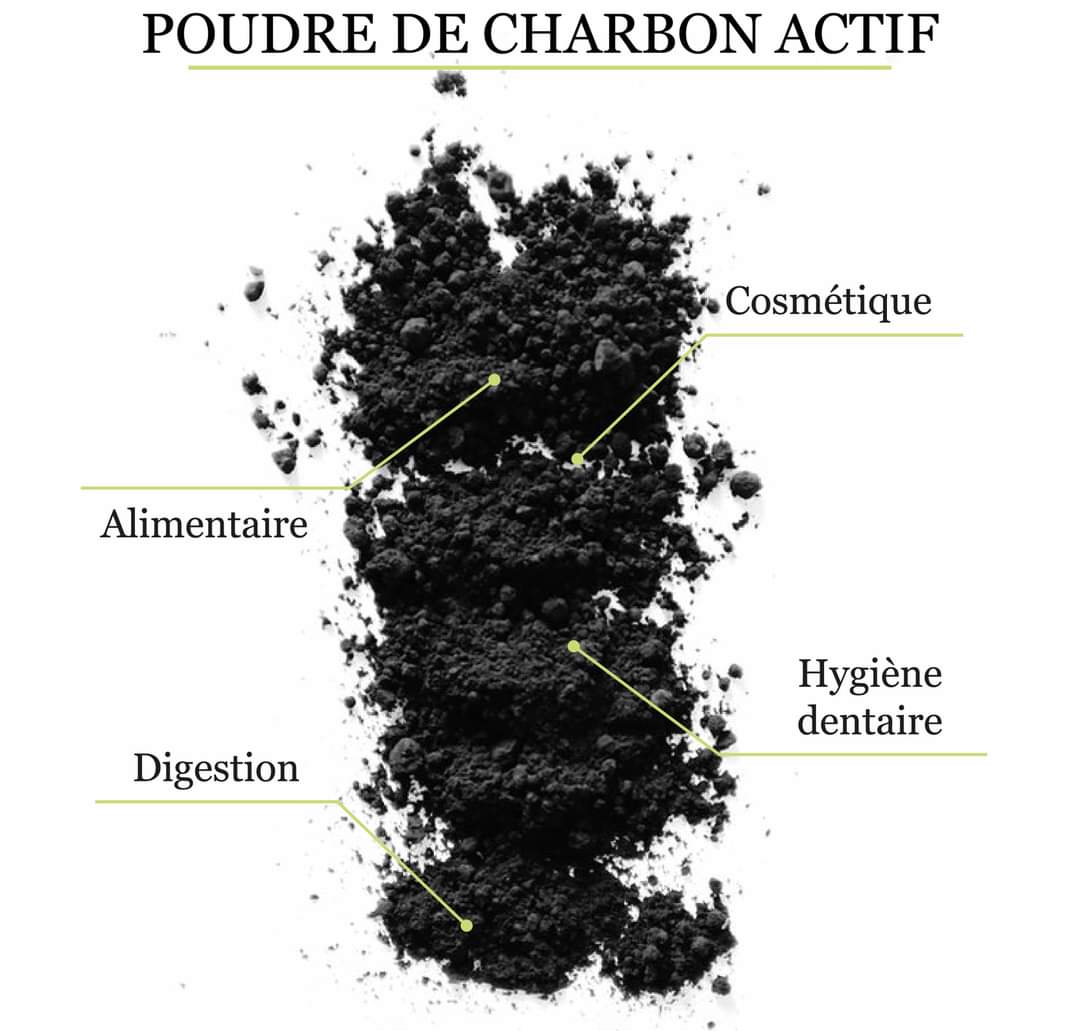 Charbon végétal actif français BIO en poudre