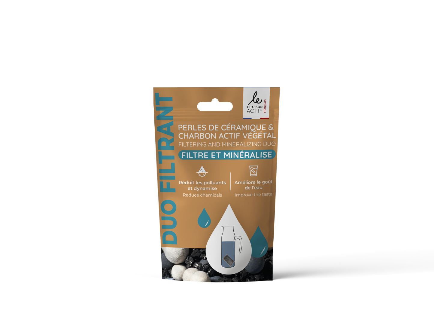 Duo filtrant : céramiques filtrantes + charbon végétal actif