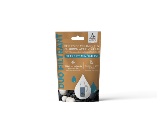 Duo filtrant : céramiques filtrantes + charbon végétal actif