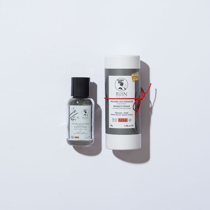 Cosmétique solide poudre nettoyante et masque purifiant au charbon actif de bambou BIO