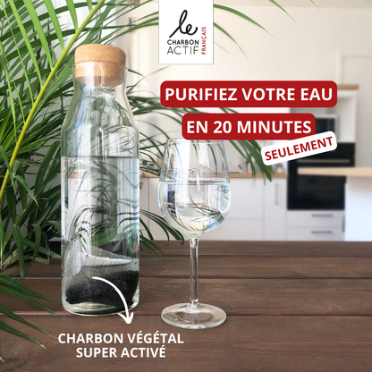 Carafe filtrante en verre 1,4L au charbon actif