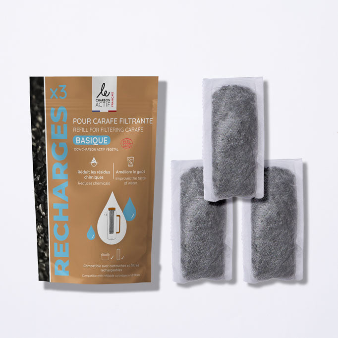 recharge basique au charbon actif pour carafe filtrante