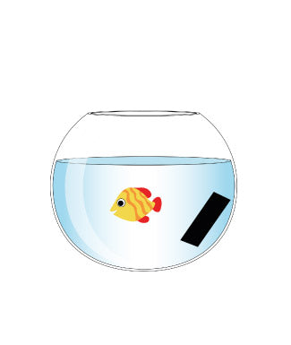 illustration dessin aquarium rond avec poisson et bâton de charbon a l'intérieur