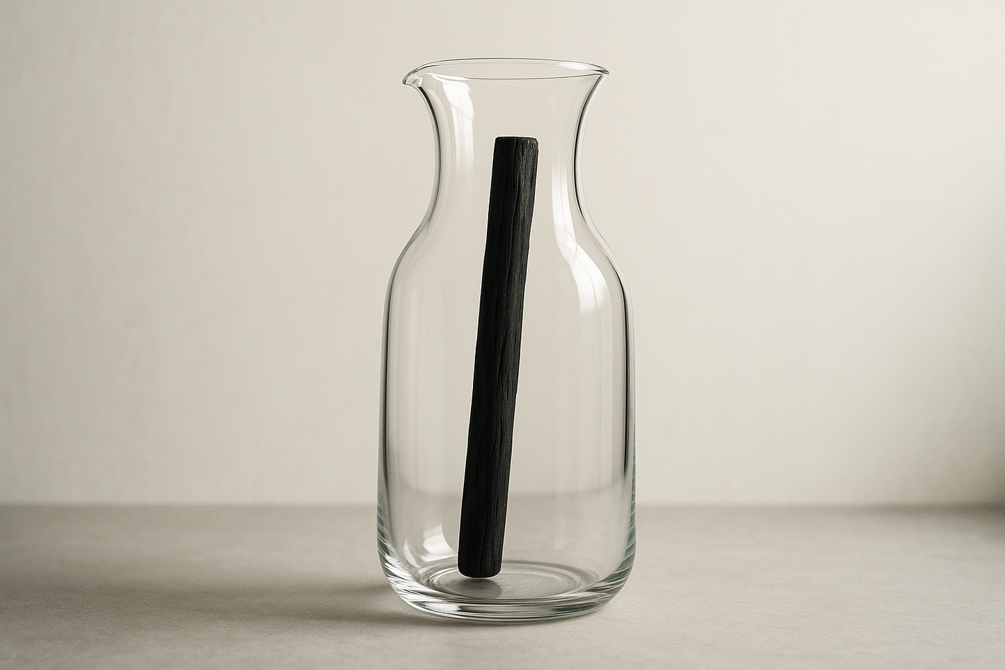 bâton de charbon dans une carafe