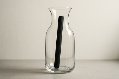 bâton de charbon dans une carafe