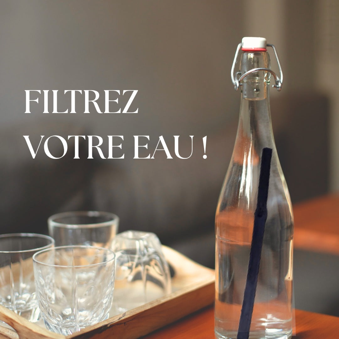 Carafe en verre limonadier + 1 charbon de bambou fin