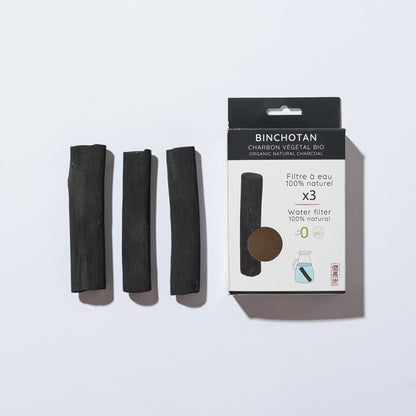 Lot de 3 Charbons Binchotan bio filtre à eau naturel