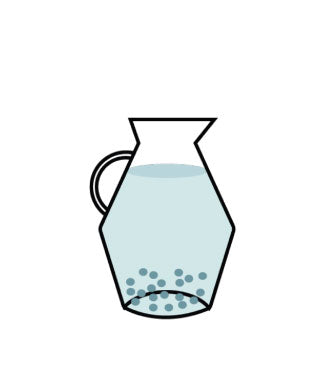 illustration dessin carafe d'eau contenant des billes de céramique