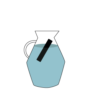 illustration carafe d'eau avec baton de charbon à l'intérieur