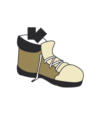 illustration dessin chaussure avec deux batons de charbon à l'intérieur