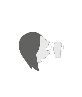 illustration dessin visage femme de profil qui boit un verre d'eau