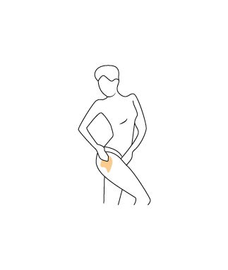 illustration silhouette femme qui applique une huile soin sur une cuisse