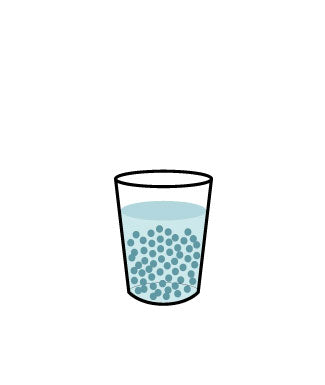 illustration dessin verre rempli d'eau et de billes de céramique