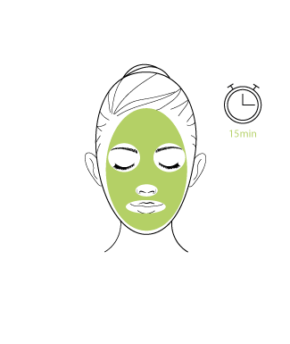 dessin femme portant un masque soin visage vert et timer