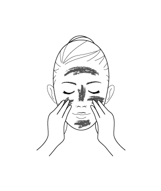 dessin mains qui appliquent un masque noir sur le visage d'une femme
