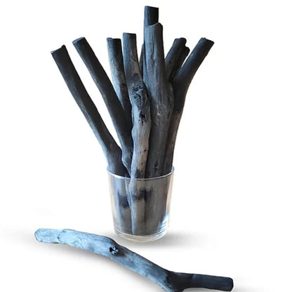 branches de charbon dans un vase en verre