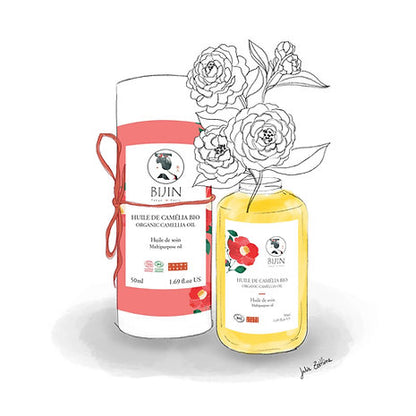 illustration huile de camelia bio pour le visage
