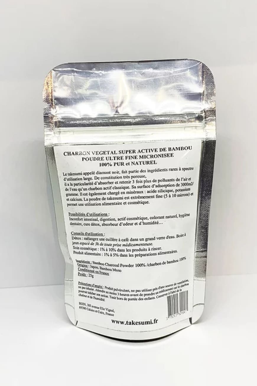 packaging sachet dos poudre de charbon takesumi